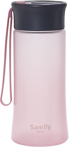 Botella de vidrio recubierta de silicona de 13 oz12.8 fl oz con tapa gris a prueba de fugas, botella de agua pequeña, bonita y linda (botella rosa)