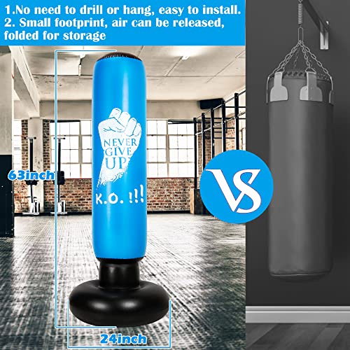 Freestanding Punching Bag With Stand - Heavy Boxing Bag For Adults - 63" Men Standing Stand Kickboxing Bag Inflatable For Training Mma Muay Thai Fitness #TOP2