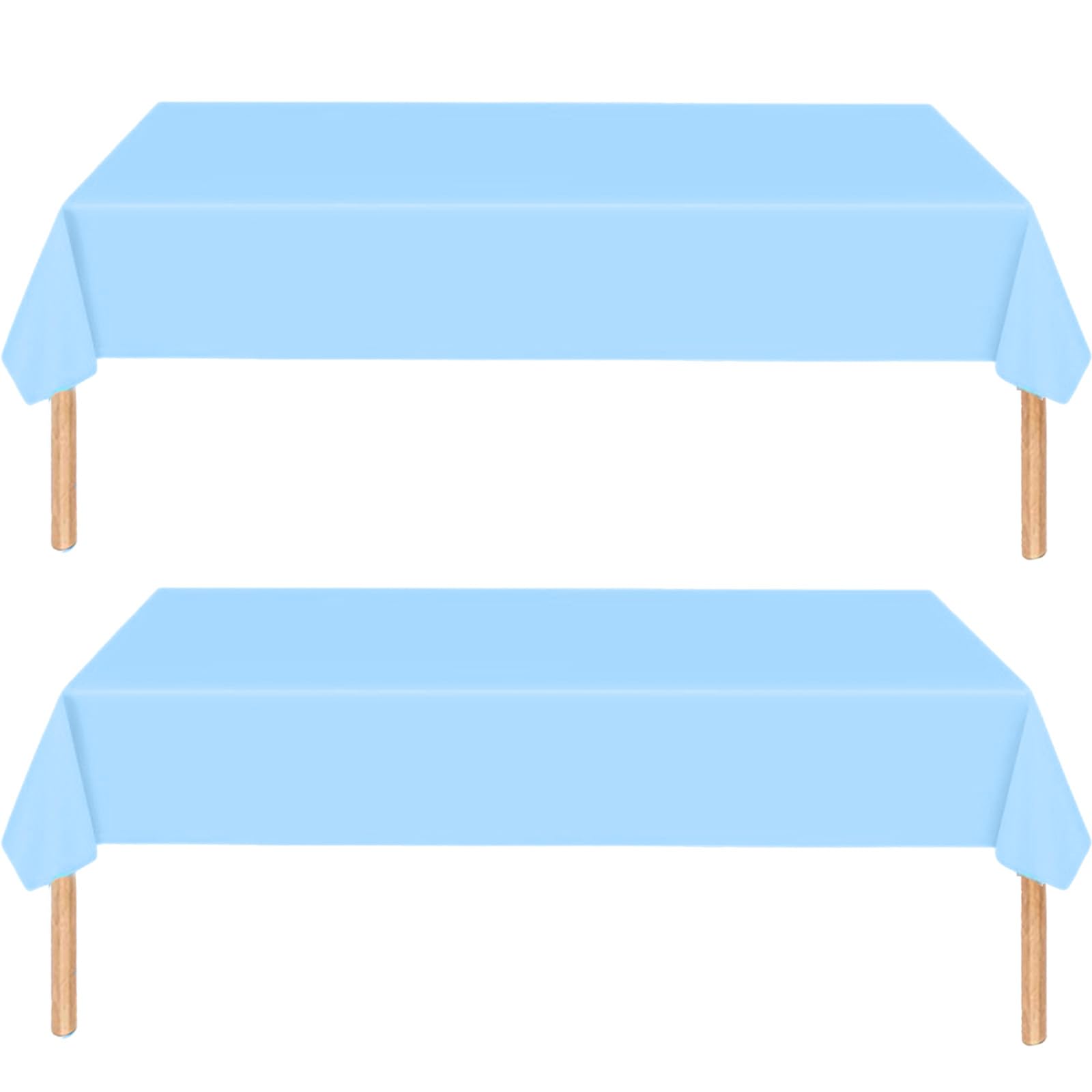 MOMAHUA 2P Party Tablecloths,Light Blue Table Cloth for Birthday,137x274cm Extra Large Rectangle Waterproof|Oil-Proof|Easy Clean Table Cover,Solid Color Party Supplies Table Decors