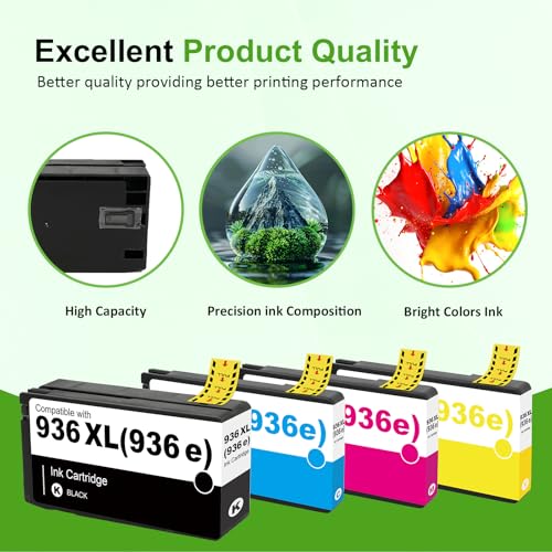 Image of Toner H-Party 936 936XL 9125e Ink Cartridges Combo Pack: Replacement for HP 936e Ink 936XL Black and 936 Color Combo Pack for HP OfficeJet Pro 9120e 9730e 9130 9135e 9122e 9128e 9110b 9120b Printer