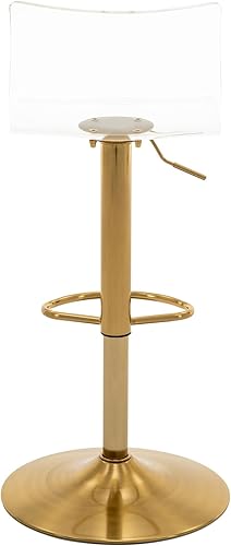 Miniatura 9 de Brage Living Taburetes de bar de acrílico con respaldo medio, juego de 2, taburetes de bar giratorios ajustables transparentes, sillas de bar de