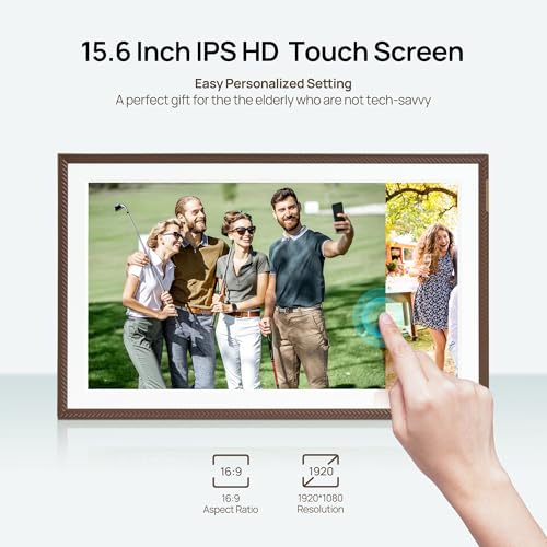 Image of ARZOPA 15.6 inch Large Digital Picture Frame Free Cloud Storage No Subscription 1920X1080 FHD Touchscreen Anti-Glare Electric Photo Frame Slideshow Custom Gift Mode for Family and Friends