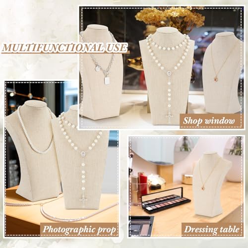 Kigley 6 Pcs Linen Necklace Display Bust Jewelry Holder Necklace Retail Mannequin Display Stand for Jewelry Selling Vendors Shows (11.4 x 6.9 Inch) by Kigley - Image 4
