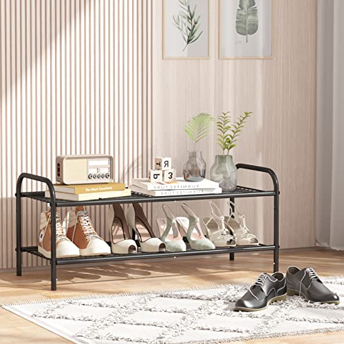 GILLAS 2 Tier Shoe Rack,Shoe Organizers,Metal Shoe Rack for Closet,Shoe Storage for Entryway,Hallway,Bedroom-Black - Image 5