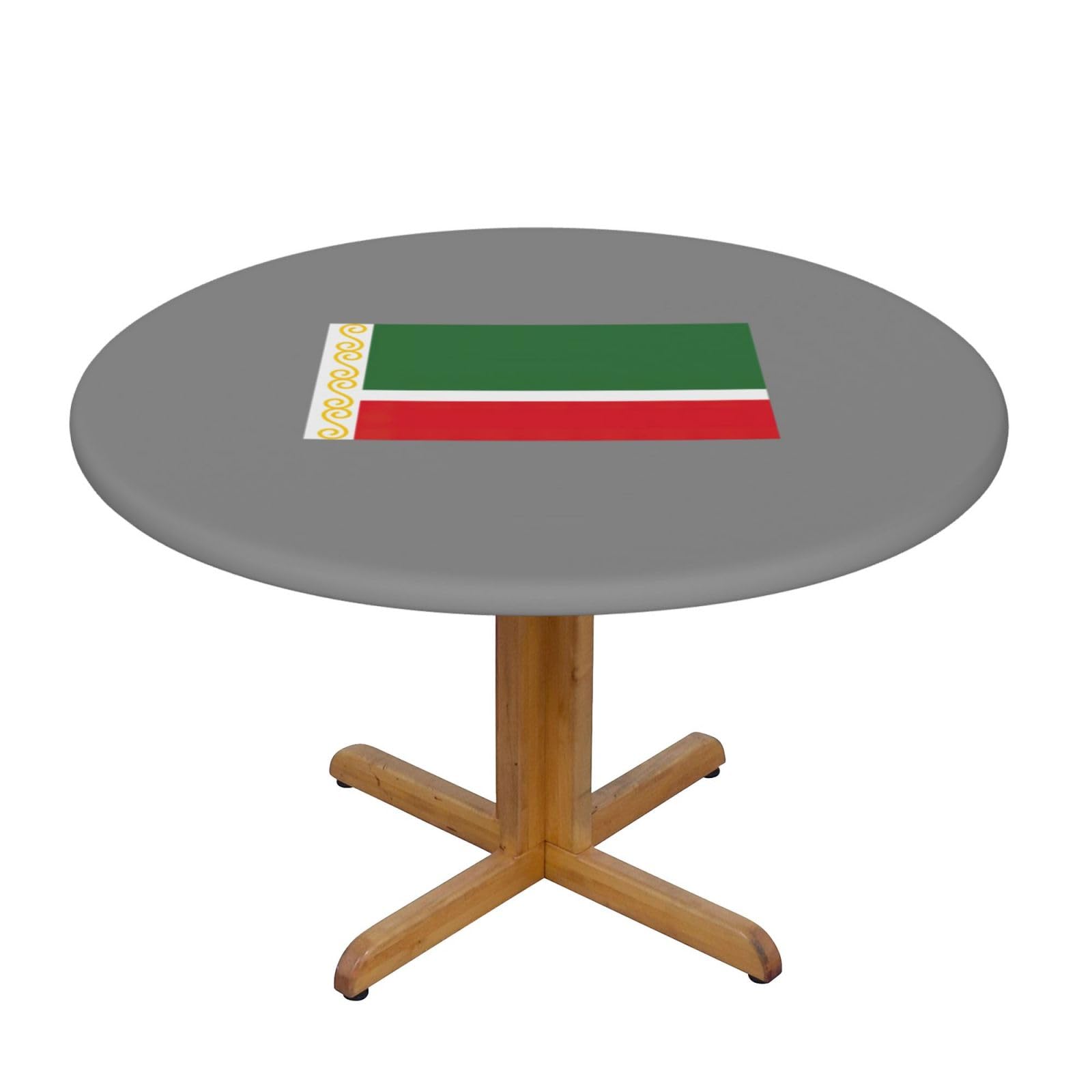 PPHGUT Flag of the Chechen Republic Print Round Tablecloth Family Table Cover Kitchen Wedding Party Everyday Outdoor