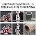 2PCS PVC Pipe Threader Cutting Tool - Integrated Internal & External Pipe Threading Tool with 1/2'' & 3/4'' Dies for Home Repairs, Electric Drill Compatible (1/2