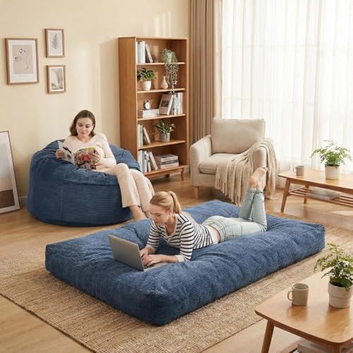 GarveeHome Puf Convertible 2 en 1 con Funda de Pana, sofá Cama con Funda Lavable a máquina, Cama de Suelo con Acolchado Grueso, para Dormitorio y Sala de Estar