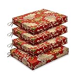 LOVTEX Patio Indoor Outdoor Furniture Cushions Water-Resistant Chaise Lounge Chair Bench Cushions Red Floral Square Corner Seat Cushion 4 Pieces,18.5'X16'X3'