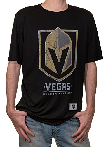Calhoun NHL Mens Loose Fit Performance Rashguard Wicking Short Sleeve Shirt (Vegas Golden Knights X-Large)