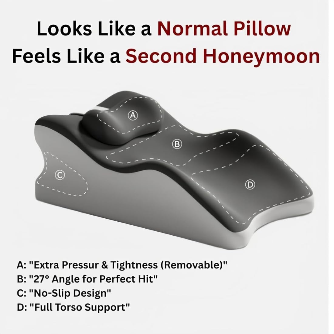 NOLEVA Sex Kissen - 60cm Noleva Komfortkissen, 27 Grad Sex Kissen, Ergonomisch aus Memory Schaum Keilkissen für Ohne Krämpfe In Beinen Oder Rücken,Schmerzfreie Intimität Heute (Hellgrau)