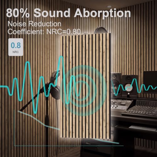 Image of Wood Slat Acoustic Wall Panels, Warm Pine, 4 Pack, 47.2 x 23.6 in