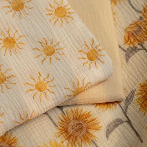 Image of Muslin Swaddle Blankets for Newborn, 3 Pack Breathable Soft Receiving Blanket, Large 38 x 40 inches Swaddle Wrap Burping Clothes, Essentials Infant Shower Items, Toddler Gift (Sunflower)