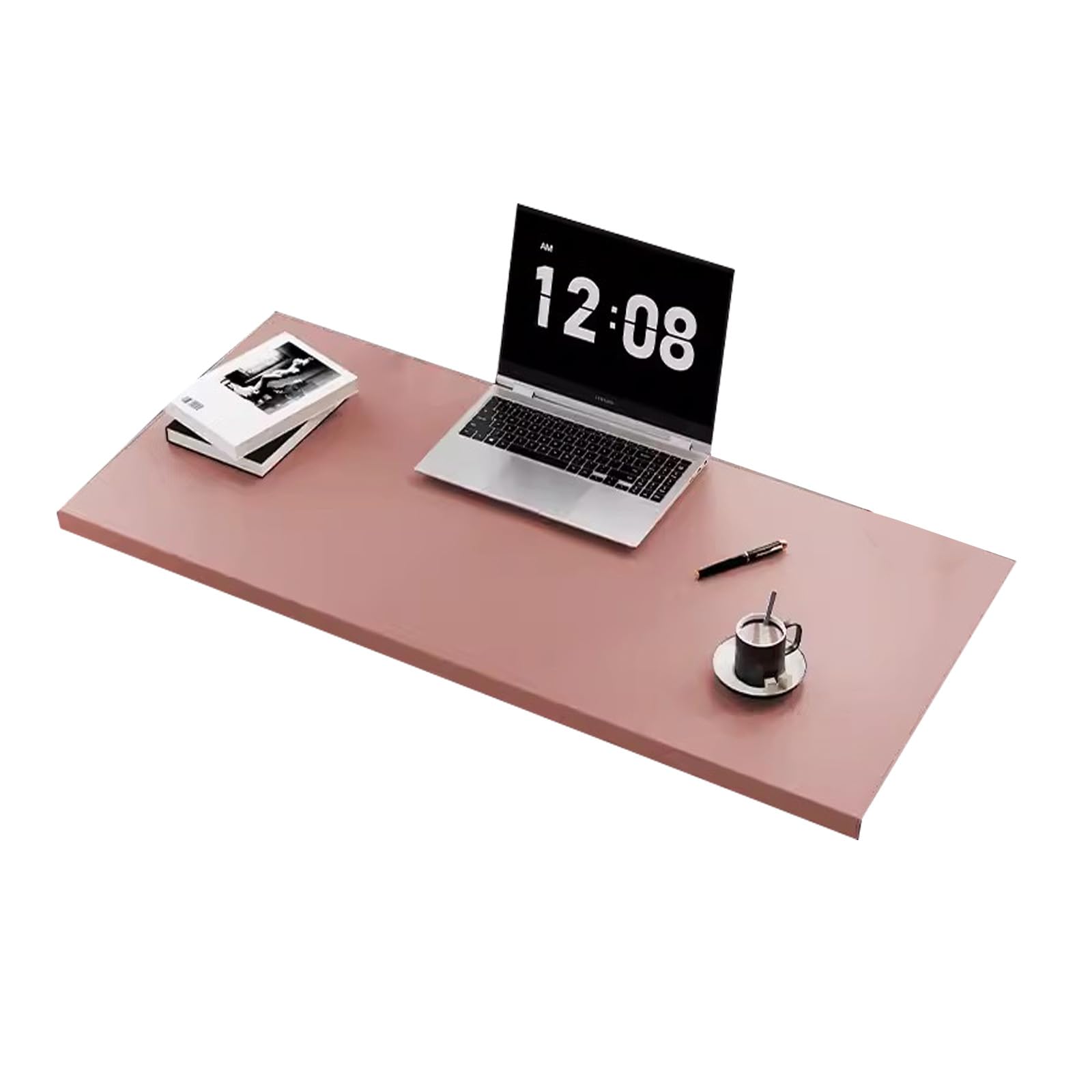 Soft-Textured PU Leather Desk Pad for Writing Working Typing, Comfortable Wipeable Desk Protector, Edge-Locked Solid Color Mouse Mat (Pink,32x70cm)