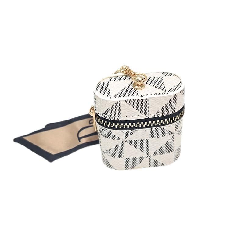 Mini bolsa estilo balde vintage europeu e americano com pingente simples, envelope de batom, capa de fone de ouvido vintage, Triângulo branco