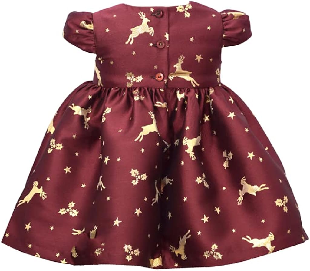 Bonnie Jean Holiday Christmas Dress - Burgundy Reindeer Dress for Baby Toddler and Little Girls: Clothing, Shoes & Jewelry