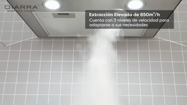 CIARRA-CBCS9506B-Campana-Extractora-Cristal-90cm-650mh-210W-3-Velocidad-de-Extraccion-Evacuacion-al-Exterior-y-Recirculacion-Interna-por-Filtro-de-Carbon-CBCF004-Acero-Inoxidable