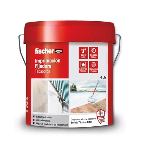 fischer - Imprimación Tapaporos para Madera, Sirve también para Yeso y Multitud de Soportes Porosos, para Consolidar y Sellar Superficies Sueltas (4 L)