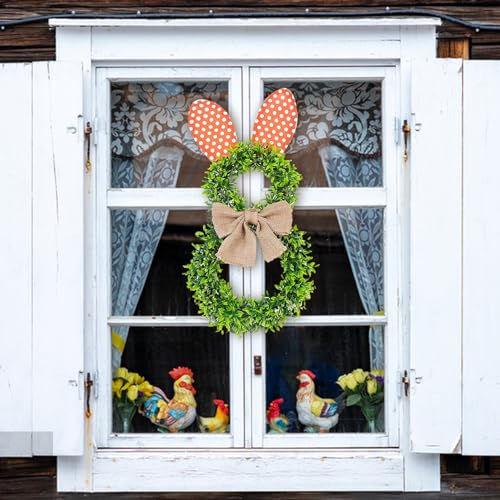 Couronne de porte de Pâques et de printemps verte pour décoration extérieure