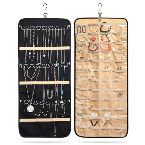 Organizador Joyas Colgante de Pared Puerta, Organizador de Joyas Colgante de Doble Cara con 48 Bolsillos, Bolsa de almacenamiento para Colgar Pendientes, Colgador de Pendientes y Collares Anillos Organizador Joyas Colgante de Pared Puerta, Organizador de Joyas Colgante de Doble Cara con 48 Bolsillos, Bolsa de almacenamiento para Colgar Pendientes, Colgador de Pendientes y Collares Anillos
