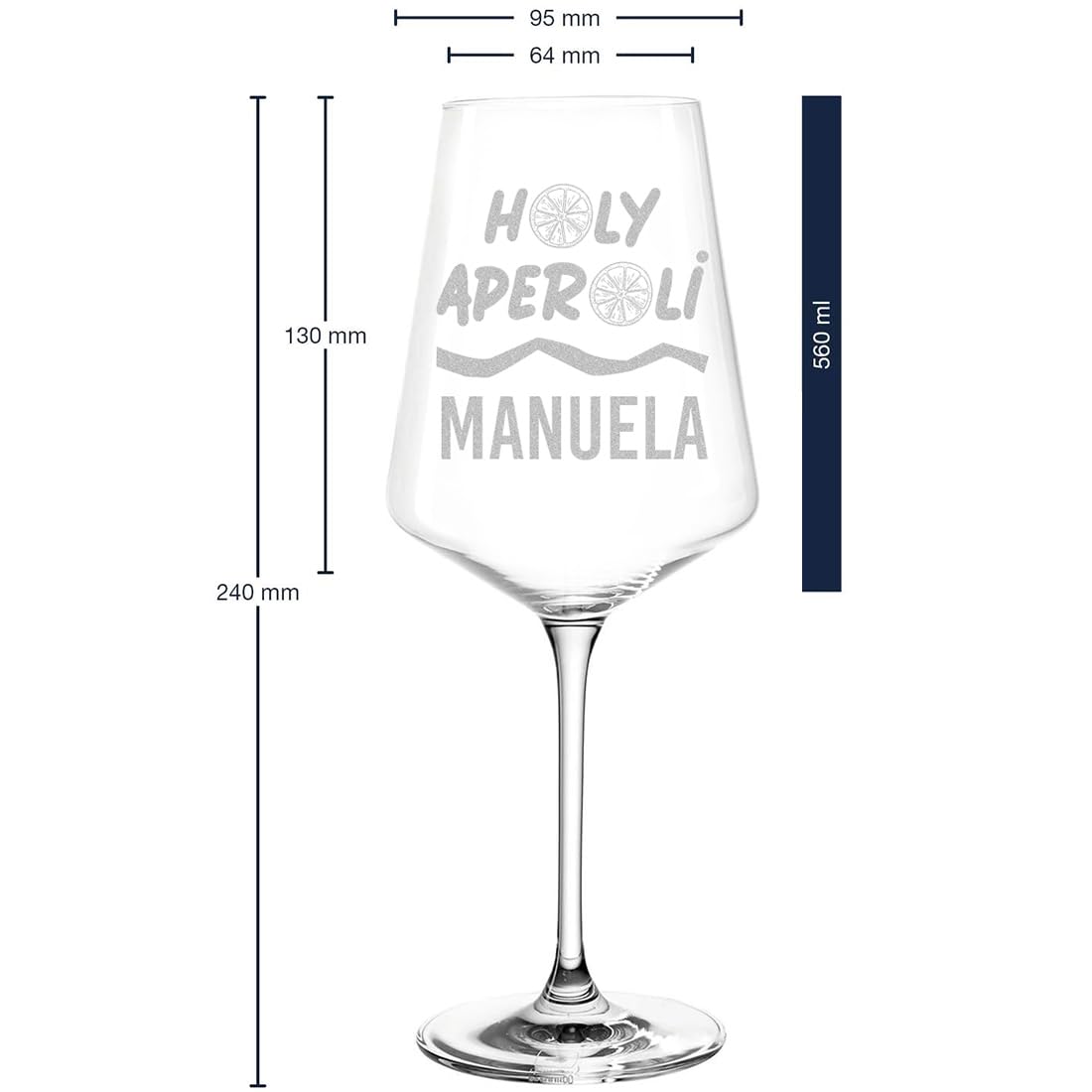 Leonardo Puccini Sarti Spritz Vaso De 560 Ml – Con Grabado Personalizado – Vaso Para Cócteles Y Bebidas – Disfruta De Aperol, Sangría Y Vino – La Idea De Regalo – Diseño