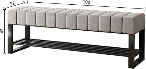 Miniatura 3 de Taburete multifuncional resistente para sala de estar, pasillo, taburete de terciopelo suave con asiento acolchado, banco de almacenamiento tapizado