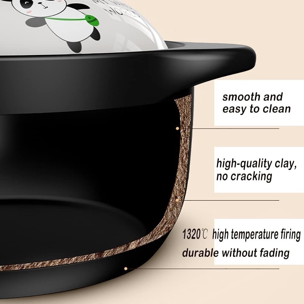 Soup Bowl,Ceramic Soup Serving Pot,Clay Cooking Pot Ceramic Stockpot, Chinese Ceramic Casserole Clay Pot Earthen Pot Cookware Stew Pot Earthenware Pot Pasta Milk Pot Sauce Po(2.6 Litres)