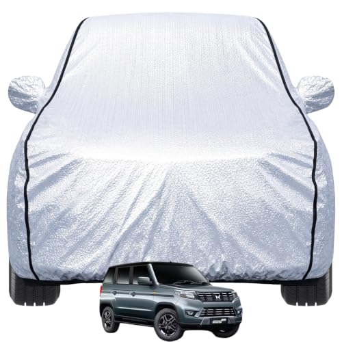 Image of Pivalo Car Cover for Mahindra Bolero Neo All Model & Years (2021-2026) 100% Waterproof with Mirror Pockets, Triple Stitched Bottom Elastic Dustproof Full Body Protection (Heat & UV Resistant, Silver)