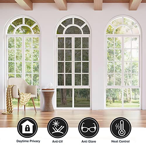 Korkie Window Film Mirror One Way Daytime Privacy Static Cling Heat Uv Reflective Window Tint Foil For Home And Office, Black-Silver, 17.5 Inch X 6.5 Feet #TOP5