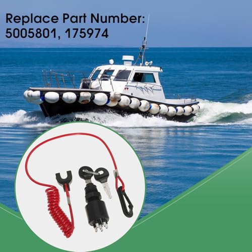 Interruptor de llave de ignición con cordón de seguridad Reemplazo 5005801 175974 para OMC Johnson Evinrude motor fuera de borda 40-200HP miniatura 5