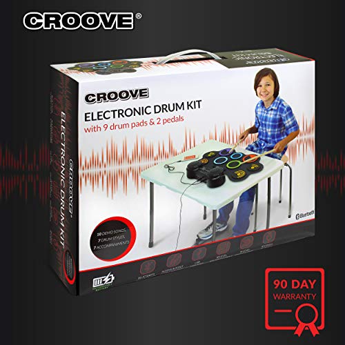 Croove Electronic Drum For Kids | 9 Drum Pads & 2 Pedals | Rechargeable Drums For Kids | Headphone Jack Makes It A Great Drum Set For Kids | Great Beginner Drum Set #TOP5