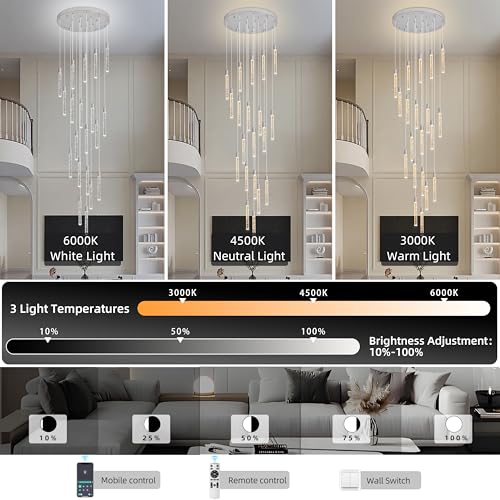 Image of 20-Lights Bubble Crystal Chandelier for Entryway High Ceiling,Chrome
