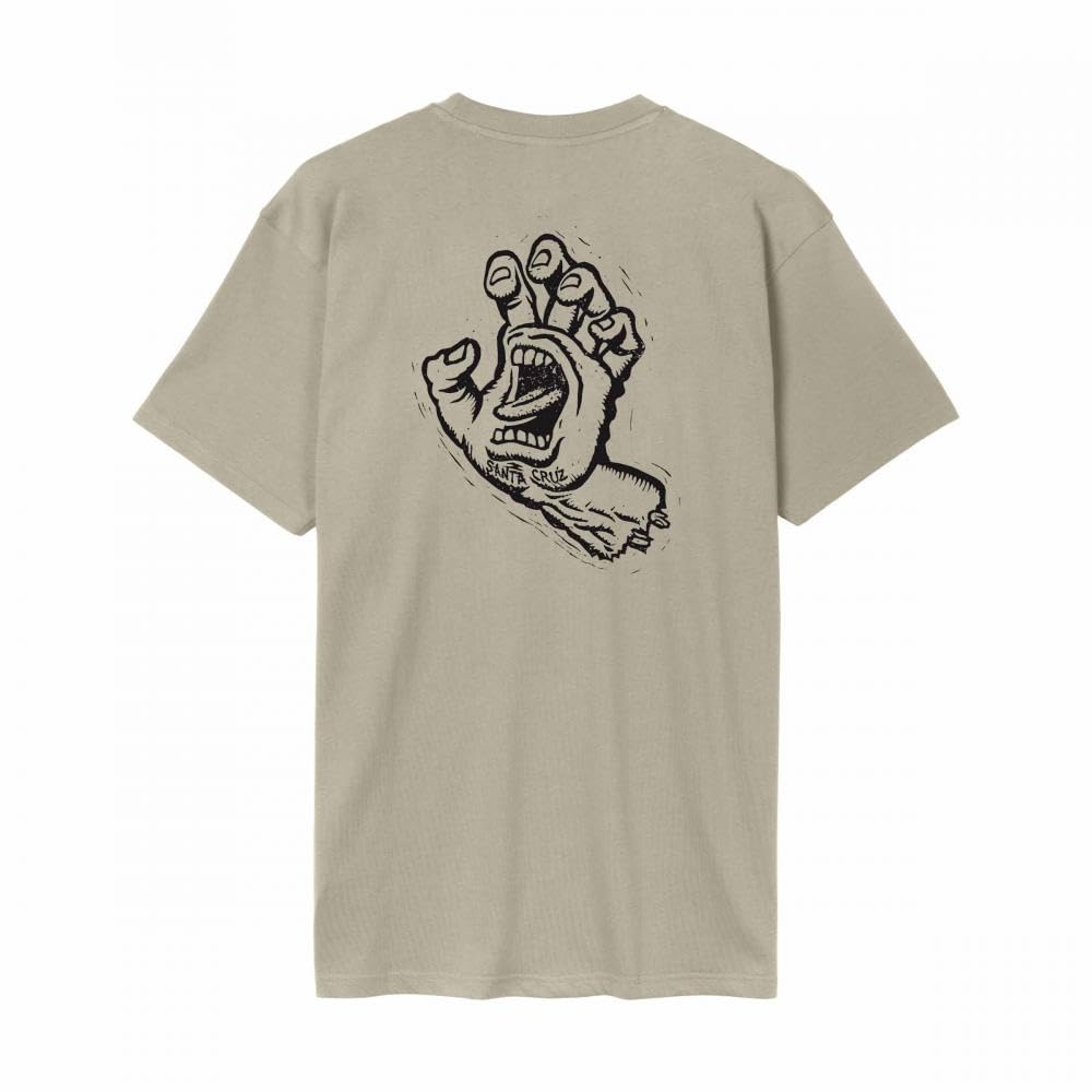 Santa Cruz Men's Stone Grey T Shirt Stamped Screaming Hand Backprint Cotton Tee Top Tshirt Xxl