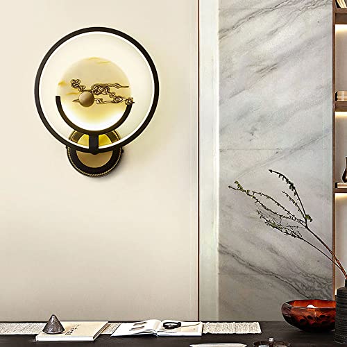 Aplique de pared LED de mármol circular moderno y latón interior L 2