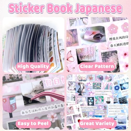 Image of 800Pcs Cute Scrapbook Stickers Travel Y2k Japanese Sticker Book for Adult Kawaii Korean Stickers for Journaling Laser Aesthetic Sticker Glitter Toploader Decor for DIY Card Art Crafts 30 Page Mailbox