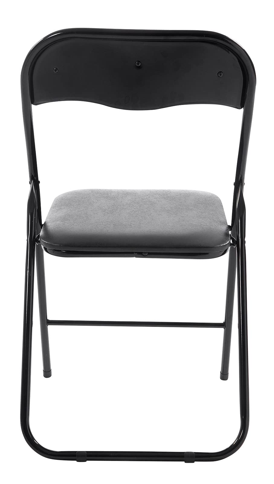 CLP 2er Set Klappstuhl Felix Gepolstert I Küchenstuhl Mit Metallgestell I Kunstleder PVC Sitz Gepolstert I Stühle Klappbar I Campingstühle, Farbe:schwarz/schwarz