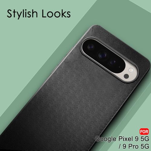 Image of TheGiftKart Back Cover Case for Google Pixel 9 /9 Pro | Slim & Lightweight | Ultra-Premium Design | Camera Protection Bump | Fabric Texture Case Cover (PC & TPU, Black)