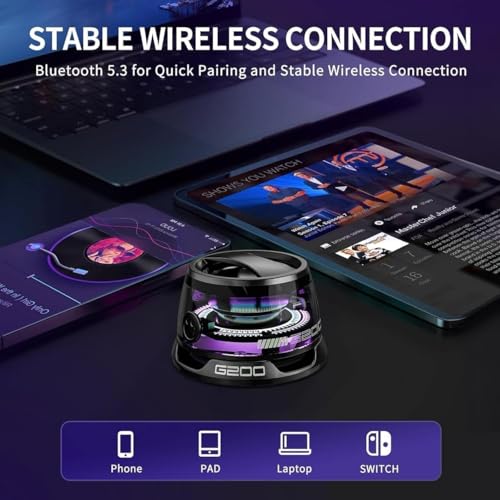 Image of G200 Magnetic Bluetooth Speaker with RGB Lights Portable Mini Wireless Speaker 3D Surround Sound Waterproof Pocket Size Multifunctional 2 in 1 Phone Stand & Speaker for iPhone, Android (Design 4)