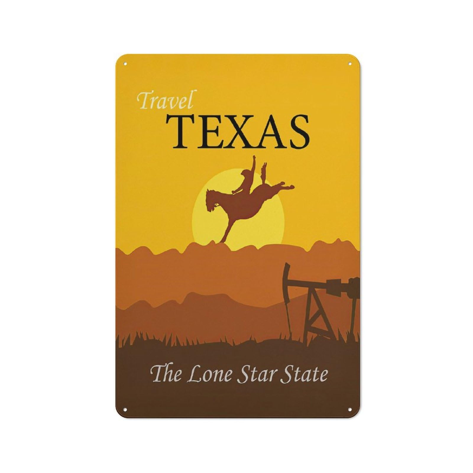 Junmoney Style 30X20cm Retro Metal Sign With Texas Travel Vintage For Living Room Or Hallway, For Living Room Decor Lovers Refreshing A Room In Autumn