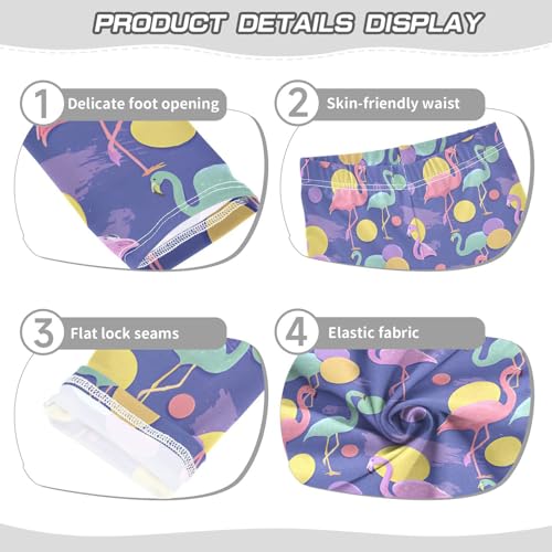 Cartoon Flamingo Dots Girls Leggings Soft Stretch Workout Yoga Dance Pants for Kids Casual Tights3