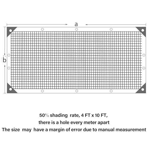 Image of winemana 50% Shade Cloth for Garden- 4x10 FT Breathable Mesh Tarp for Vegetables & Plants, Outdoor Patio Sun Shade with Grommets - Chicken Coop, Dog Kennel Cover