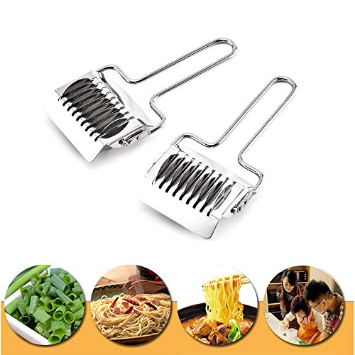 Noodle Lattice Roller DIY Pasta Spaghetti Maker Kitchen Cooking Tool Stainless Steel Manual Pressing Dough Cutter Pack of 2