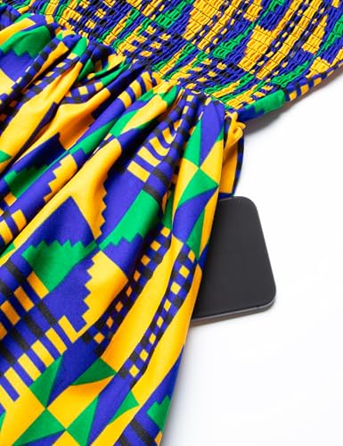 Image of Women's African Ruffle Long Sleeve Dress Ankara Print Maxi Dresses