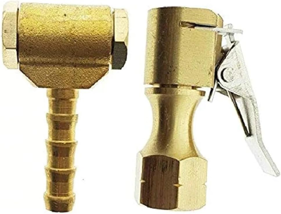 Brass Locking Tire Inflator Nozzle Adapter, Tyre Chuck for Vehicle Inflator, Compressor Pump Connect Tool with Double Mouth Nozzle