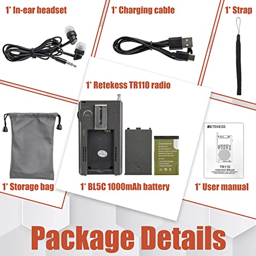 Image of Retekess TR110 Portable SSB Shortwave Radio, Airband Radio Receiver, Full Band Radio MW FM SW Air CB with NOAA Alert, FM Stereo, Clock, Sleep Timer