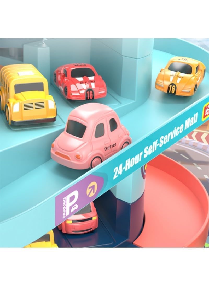 EXOMOON City Garage Playset Car Race Track for Toddlers, 7 Level Garage Track Set Toy Garage Parking Adventure Toy, Kids Tracks Parking Lot Playsets Toy Boys Girls Gifts 4