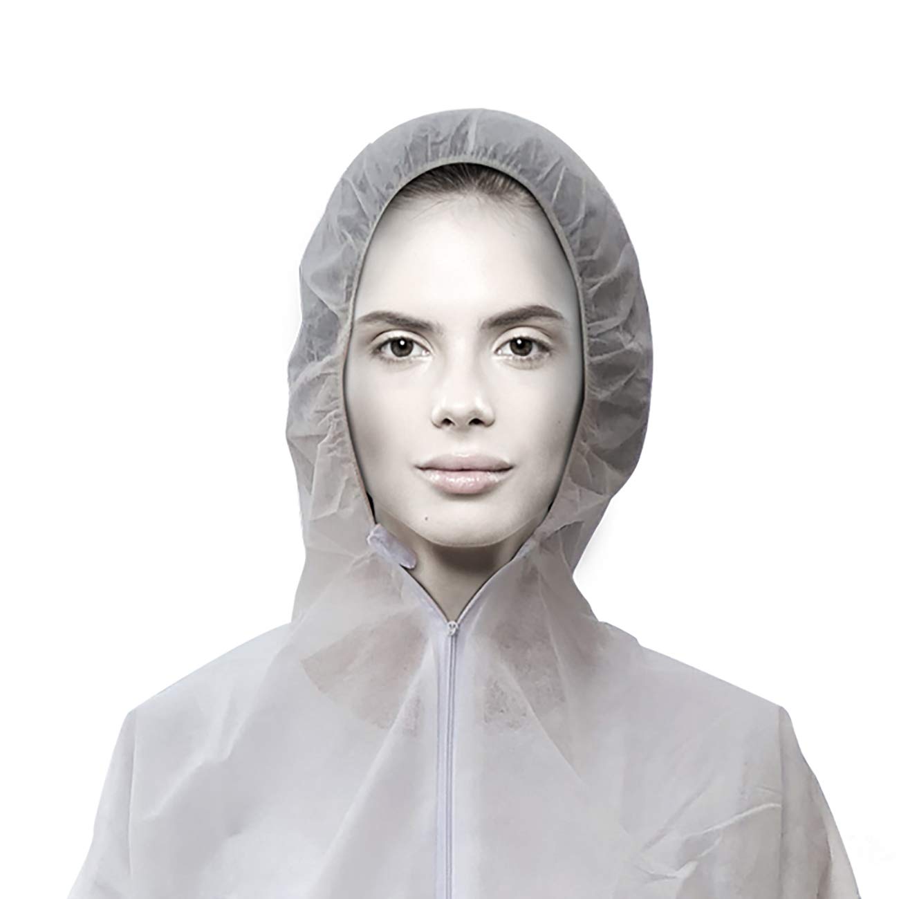 10 Tute Monouso, Tuta Protettiva Professionale in TNT, Dispositivo di Protezione Individuale (DPI), Tuta Protezione da Lavoro, Quantità 10 pz - 30 pz - 50 pz, Colore Bianco. (Quantità 10 pz, Bianco)
