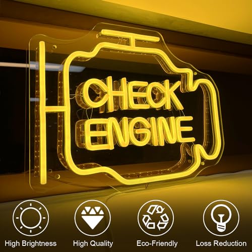 Image of Check Engine Neon Sign LED Neon Light for Garage Auto Repair Shop Workshop Gaming Room Bar Club Man Cave Birthday Gifts Check Engine Neon Light Sign Garage Sign