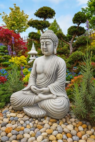 Statue de décoration d'ornement de Jardin - Bouddha méditant Kothu-in en Pierre de Fonte