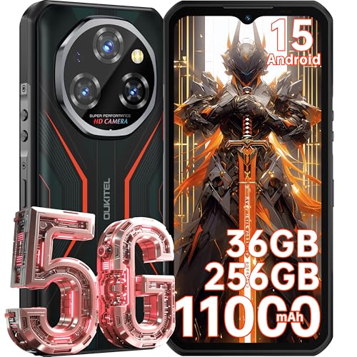 OUKITEL WP55 Móvil Rugerizado 5G Móvil Irrompible Moviles Indestructible Android 15 Movil Resistente 36GB+256GB(TF 2TB) 6.6 FHD+ Movil Todoterreno Cámara 108MP+32MP 11000mAh Dual SIM/NFC/GPS/Face ID