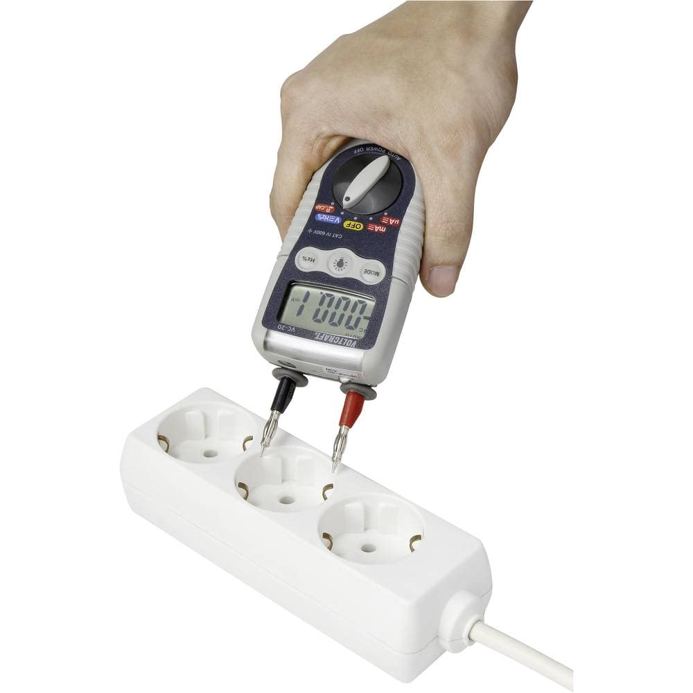 VOLTCRAFT VC-20 - Multímetro de mano digital a prueba de salpicaduras (IP54) CAT IV 600 V indicador (cuentas): 4000
